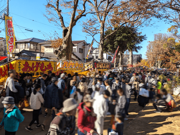 大宮氷川神社の十日市時の氷川参道の混雑状況